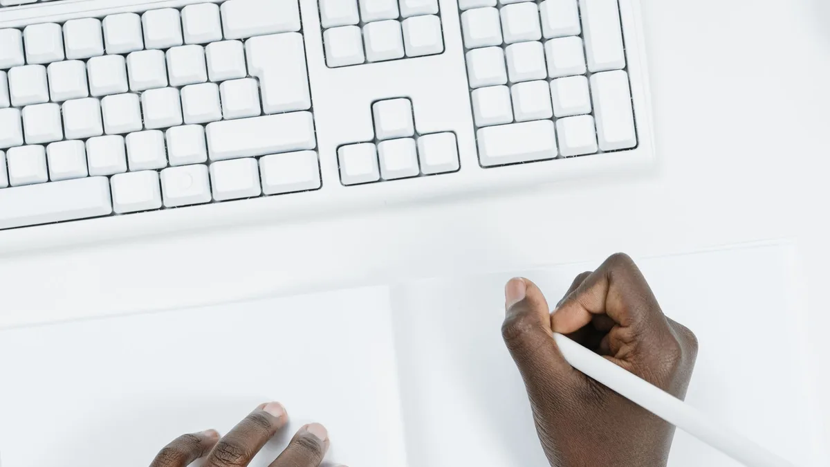 Notebook and keyboard workspace for writing AI prompt frameworks