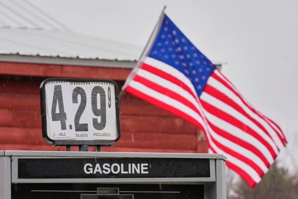 US gas station displaying fuel prices above $4 per gallon as Iran war disrupts oil supply chains in 2026